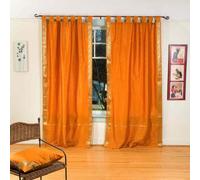 Indian Selections Mustard Tab Top Sheer Sari Curtain/Drape/Panel - 43W x 63L - Piece
