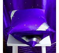 Indian Selections Purple - Set of 2 Decorative handcrafted Sari Cushion Cover, Throw Pillow Case 24" X 24"