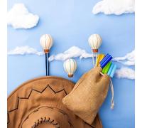 Indian Shelf 3 Pieces Hat Hooks for Wall Colourful Kids Hot Air Balloon Hook Cute Coat Rack Wall Mount for Hanging Coat, Hat, Scarves, Towel, Jewelry, Purse, Backpack Hanger