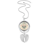 Indian Skeleton Sacrifice Totem Tattoo Pendant Angel Wings Rotating Necklace Jewelry