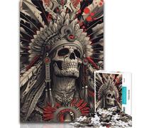 Indian Skull 1000 Piece Jigsaw Puzzles for Teenagers Gifts,Help The Brain Exercise Addictive Toys to Cultivate Patience Great Gift 38x26cm