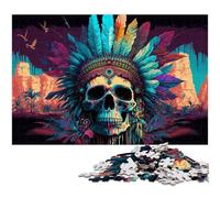 Indian Skull 1000Pc Adults Jigsaw Puzzle cardboard Puzzles Challenging Brain Teaser for Teenagers, Family Game Night Fun 26X38CM/10.23x14.96inch
