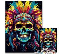 Indian Skull JigsawPuzzle 1000 Pieces for Adults Paper Jigsaw Puzzles for Adults for Birthdays And Holidays 1000 PCS(38x26cm)