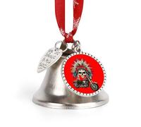 Indian Skull on Motorcycle Christmas Jingle Bells Xmas Tree Hanging Ornament