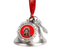 Indian Skull on Motorcycle Christmas Jingle Bells Xmas Tree Hanging Ornament