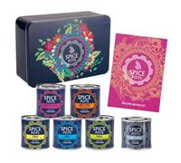 Indian Spice Box Gift Set by Spice Pots - 5 x 40g Spice Blends + Indian Cookbook + Chef's Candle - Gift Tin with Spices - Unique Birthday Gifts for Women & Men