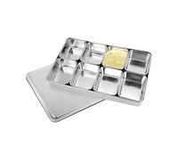Indian spices Box - Rectangle Multi Grid Masala Dabba | Stainless Steel spices Box | Seasoning Storage Box | Organizer Divided Serving Tray | Seasoning Box With Lid Holder | Tray Divided For Spices