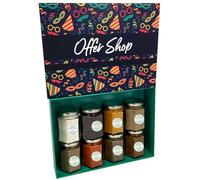 Indian Spices for Kitchen 8 Hexagonal Glass Jars with Lid - 8 Essential Cooking Spices Powder | Beginners Cooking Gift (8 Glass Jars & 8 Spices)