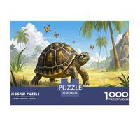 Indian Star Tortoise Jigsaw Puzzles Puzzle for Adults Kids. 1000 Piece Animal Great Gifts Challenge Toy Educational Games Home Decoration for Adults& Kids Age 14 Years Up 38x26cm/1000pcs