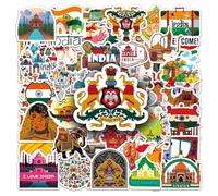 Indian Stickers 50 Pcs Vinyl Travel Landscape Sticker for Laptop Luggage Hydro Flask Water Bottle Car Bike Skateboard Phone Computer,Waterproof Funny India Theme Sticker for Teens Adults