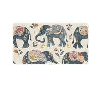 Indian Style Elephant Desk Mat 40X75cm, Non-Slip Rubber Base with Stitched Edges, Waterproof Desk Pad for Keyboard & Mouse, Large Mouse Pad for Office Gaming