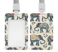 Indian Style Elephant ID Badge Holder with & Lanyard - Durable ABS Plastic, Vertical ID Card Holders, Waterproof Badge Reel for Nurse, Teacher, Office & Gym