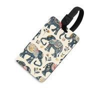 Indian Style Elephant Luggage Tags Durable TPU Suitcase Tag with Info Card, Scratch-Resistant Bag Tags for Suitcases, Travel Bags & Backpacks, Easy to Identify, Black-style, One Size, classic