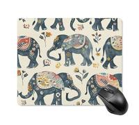 Indian Style Elephant Mouse Pad - Non-Slip Rubber Base Ultra-Thin Desk Mat Waterproof & Portable Mousepad for Gaming, Office, Design 18 * 22cm