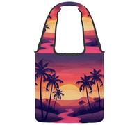 Indian Style Elephants and Floral Elements Canvas Tote Bag for Women, Medium Reusable Grocery Totes Washable and Eco-friendly