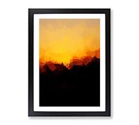 Indian Sunrise In Abstract Modern Framed Print | A4 Black Framed Wall Art | Ready to Hang | Abstract Landscape Picture | Living Room Bedroom Lounge Office