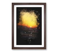 Indian Sunrise Paint Splash Framed Print | A2 Walnut Framed Wall Art | Ready to Hang | Modern Landscape Picture | Living Room Bedroom Lounge Office