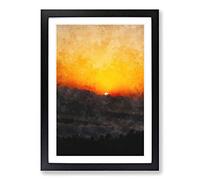 Indian Sunrise Painting Framed Print | A2 Black Framed Wall Art | Ready to Hang | Modern Landscape Picture | Living Room Bedroom Lounge Office