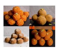 Indian Sweet Laddu Assortment, Traditional Dessert with Pistachios & Almond & Cashewnuts, 4 Varieties (Pack of 1 Each 1 piece)4 (4 Piece)