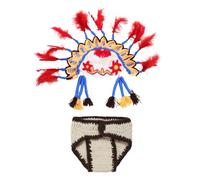 Indian Theme Knitting Outfit for Baby Photoshoots Hundred Days Photography Clothes Photograph Props Knitted Hat Shorts