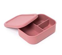 Indian-Tiffin Bento Lunch Box Silicone Container, 3 Compartments, Food Grade, Lunch Container, Leak-Proof Salad Bento Box, Microwave Safe (Red)