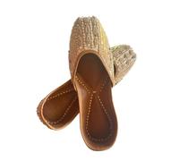 Indian Traditional Flats for Women Dressy Comfortable - Phulkari Khussa, Handmade Punjabi Jutti Ethnic Moajris for Casual & Festive Occasions, Shellac Pearl White, 5 UK