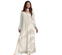 Indian Traditional Hand Embroidered Chikankari Women's Cotton Kurta Kurti Tunic Dress, White, Large