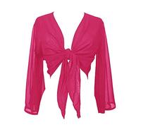 Indian Trendy Women's Chiffon Flair Wrap Tie Top Choli Blouse Belly Dance Gypsy - Pink -