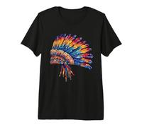 Indian Tribe Artwork Native American Feather Headdress Premium T-Shirt