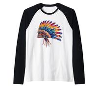 Indian Tribe Artwork Native American Feather Headdress Raglan Baseball Tee