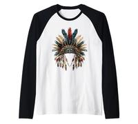 Indian Tribe Artwork Native American Feather Headdress Raglan Baseball Tee