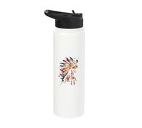 Indian Tribe Artwork Native American Feather Headdress Stainless Steel Insulated Water Bottle