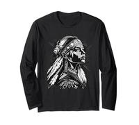Indian Tribe Girl Feather Headdress Native American Long Sleeve T-Shirt