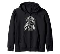 Indian Tribe Girl Feather Headdress Native American Zip Hoodie