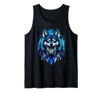 Indian Tribe Native American Feather Headdress Wolf Tank Top