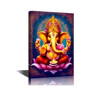 Indian Wall Art Pictures for Living Room Framed Ganesha the Lord of Wisdom Paintings Hinduism God Pictures Wall Art Canvas Contmeporary Artwork Home Decor Giclee Gallery-wrapped 24x16 in