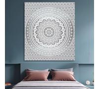 Indian Wall Tapestry for Bedroom Aesthetic Psychedelic Bohemian Mandala Wall Hangings Trippy Ombre Tapestries Hippie Room Decor Twin Bedspread Meditation Yoga Mat Rug - 127x152 CM (50x60 Inch), Blue