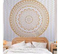 Indian Wall Tapestry for Bedroom Aesthetic Psychedelic Bohemian Mandala Wall Hangings Trippy Ombre Tapestries Hippie Room Decor Twin Bedspread Meditation Yoga Mat Rug - 137x213 CM (54x84 Inch), Blue