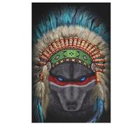 Indian War Chief Wolf Puzzles 1000 Pieces Wooden Jigsaw Puzzle for Adults Brain Exercise Challenge Game Gift for Kids Children Jigsaws （78×53cm）