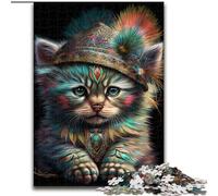 Indian Warrior Cat JigsawPuzzle 1000 Pieces for Adults, Family Activity Fun at Home Activities, Birthday Present,Travel Gifts (50x75cm)