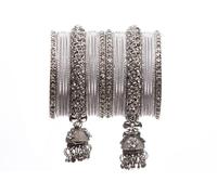 Indian Wedding Bangles Set, Bridal Bangles, Traditional Bangle Set For Women, Lightweight jewllery Bangles Bridesmaid Gift silver polished, Bandhani Bangles - Indian Bangle Bracelets for Women, 2.6
