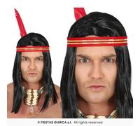 Indian Wig With Headband Mens Western Native Fancy Dress Accessory