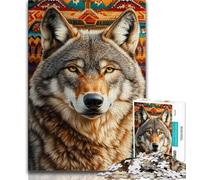 Indian Wolf 1000 Piece Jigsaw Puzzles for Adults,Stress Reliever Difficult Challenge Suitable for Desktop Decoration (50x75cm)
