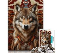 Indian Wolf Jigsaw Puzzles for Adults Teenagers Jigsaws Puzzle,Pattern Assembly Fun at Home Activities,Birthday Present,Travel Gifts (38x26cm)
