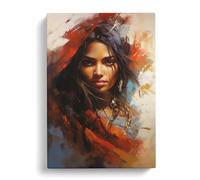 Indian Woman Action Painting Canvas Print | Gallery Wrapped 30mm Frame Wall Art | 30x20 inches | Ready to Hang | Modern People Picture | Living Room Bedroom Lounge Office