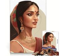 Indian Woman Art 1000-piece Puzzle for Teenagers Logic Build Precise Connection Fun Challenge Furniture Decor (38x52cm)