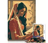 Indian Woman Art Jigsaw for Teenagers1000 Pieces Pastime Game Precise Connection Home Play Birthday Gift (50x75cm)