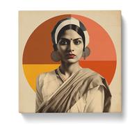 Indian Woman Bauhaus Canvas Print | Gallery Wrapped 30mm Frame Wall Art | 20x20 inches | Ready to Hang | Modern People Picture | Living Room Bedroom Lounge Office