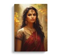 Indian Woman Classicism Art Canvas Print | Gallery Wrapped 30mm Frame Wall Art | 30x20 inches | Ready to Hang | Contemporary People Picture | Living Room Bedroom Lounge Office