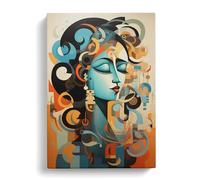 Indian Woman Dadaism Art No.2 Canvas Print | Gallery Wrapped 30mm Frame Wall Art | 30x20 inches | Ready to Hang | Contemporary People Picture | Living Room Bedroom Lounge Office